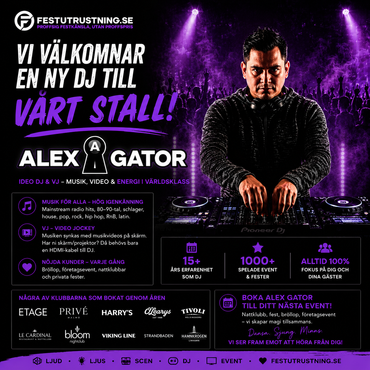 Alex Gator ansluter till Festutrustning.se – en DJ med över 15 års erfarenhet