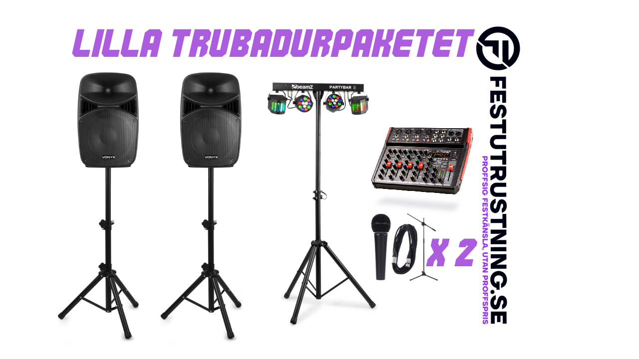 Lilla Trubadurpaket – Komplett ljud- & ljuspaket för liveuppträdanden