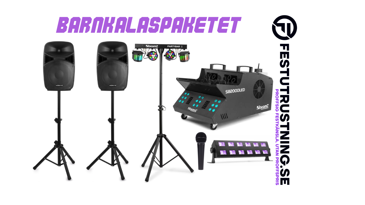 Barnkalaspaket – Musik, bubblor & färgsprakande ljus 