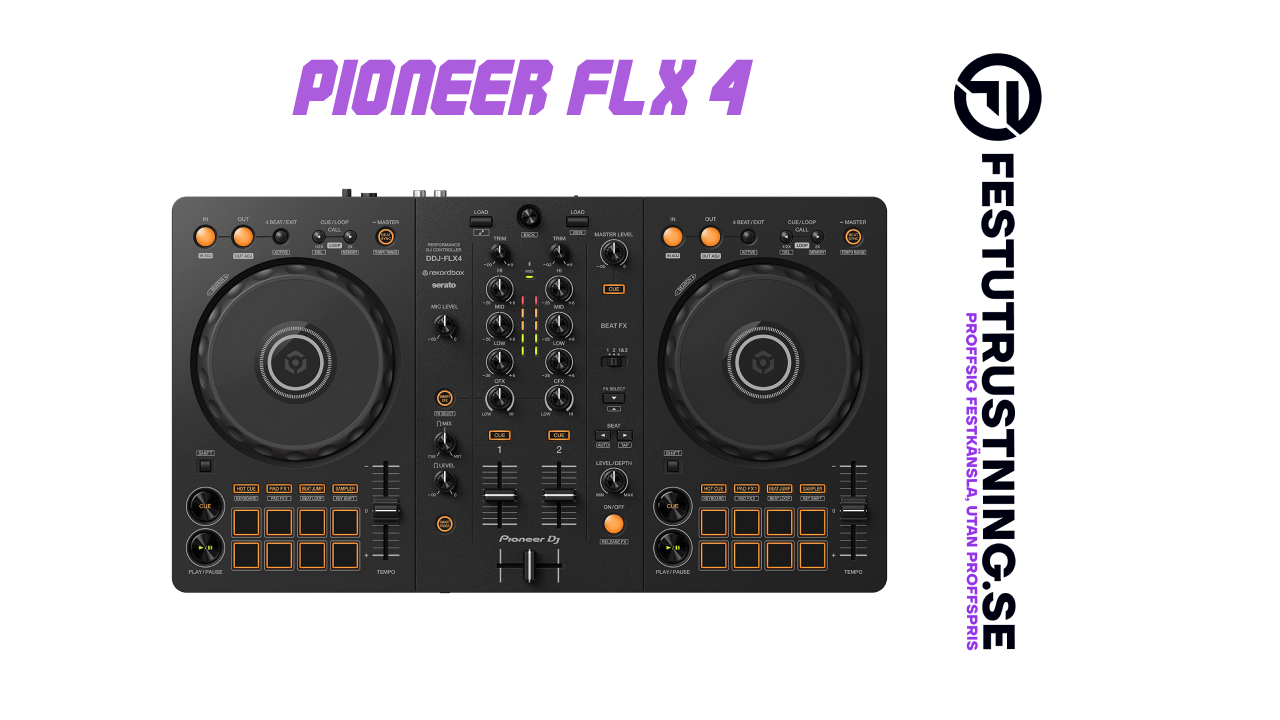 DJ-paket med Pioneer DDJ-FLX4 – Komplett för fest, bröllop & klubb
