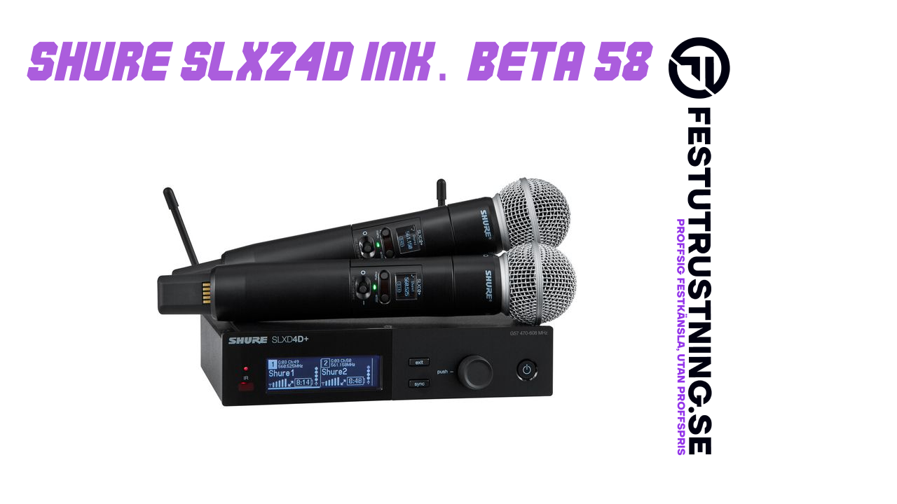 Shure SLXD24D+ inkl. 2× Beta 58A – trådlöst mikrofonsystem - Professionell festutrustning för uthyrning