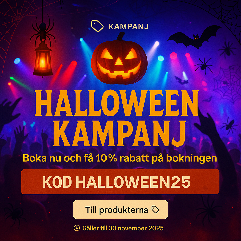 🎃 Halloweenkampanj 2025 – Hyra ljud & ljus till halloweenfest i Malmö, Lund & Skåne